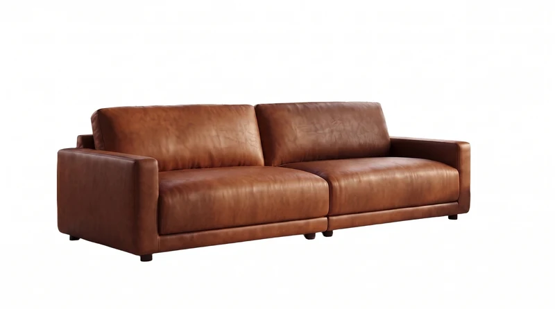 KAWOLA Sofa MARLIN 3-Sitzer Lederfaserstoff cognac