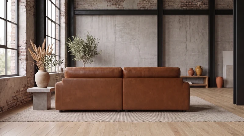 KAWOLA Big Sofa MARLIN Lederfaserstoff cognac