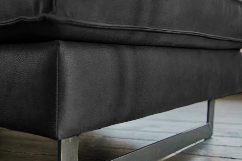 KAWOLA Sofa VILNIUS Lederfaserstoff schwarz