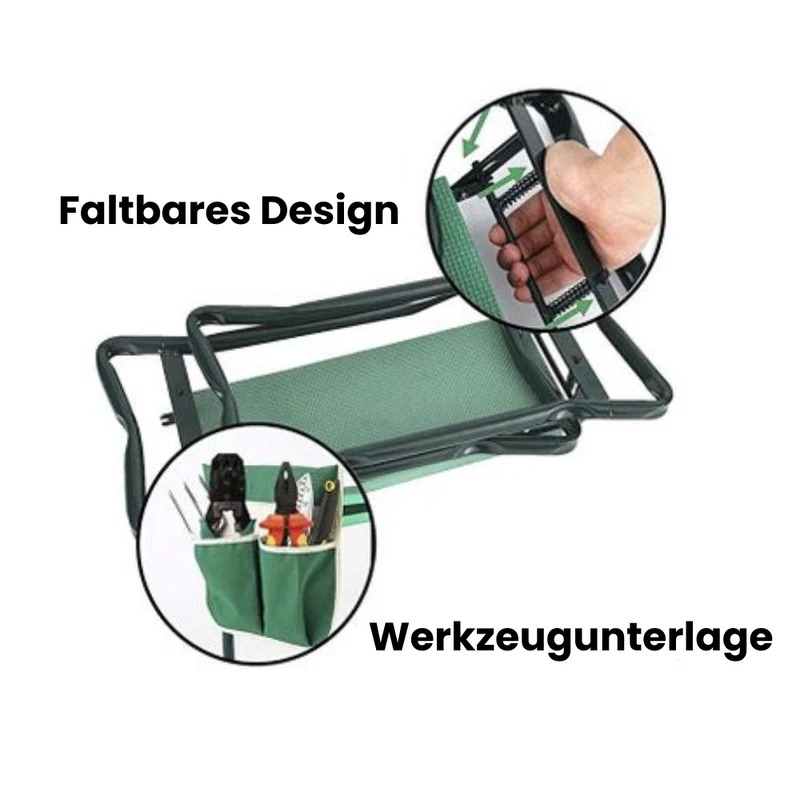 Klappbarer Gartenhocker™ | Praktische Gartenwerkzeugtasche für Ordnung