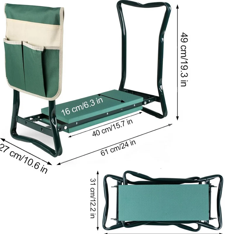 Klappbarer Gartenhocker™ | Praktische Gartenwerkzeugtasche für Ordnung