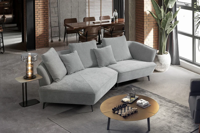KAWOLA Sofa GARBO Designsofa Stoff grau
