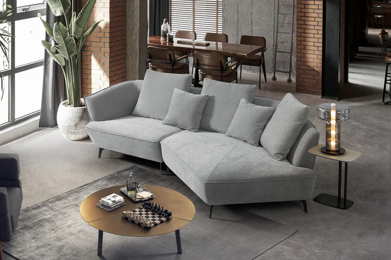 KAWOLA Sofa GARBO Designsofa Stoff grau