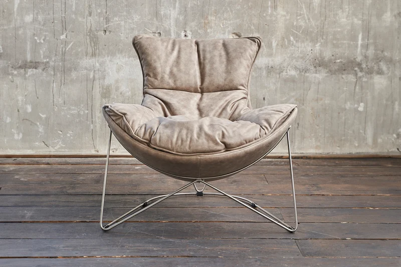 B-Ware KAWOLA Sessel FINA Polstersessel Metallgestell Microfaser beige