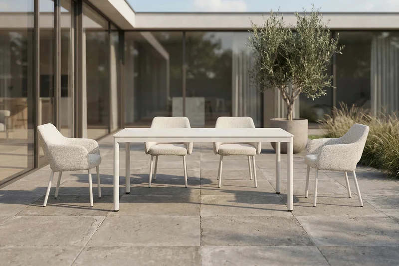 KAWOLA Gartenstuhl AMUR Outdoor Stoff cremefarben