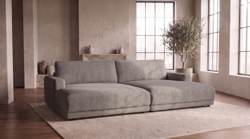 KAWOLA Big Sofa MARLIN Stoff greige