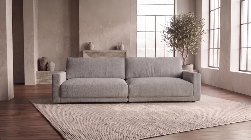 KAWOLA Sofa MARLIN 3-Sitzer Stoff greige