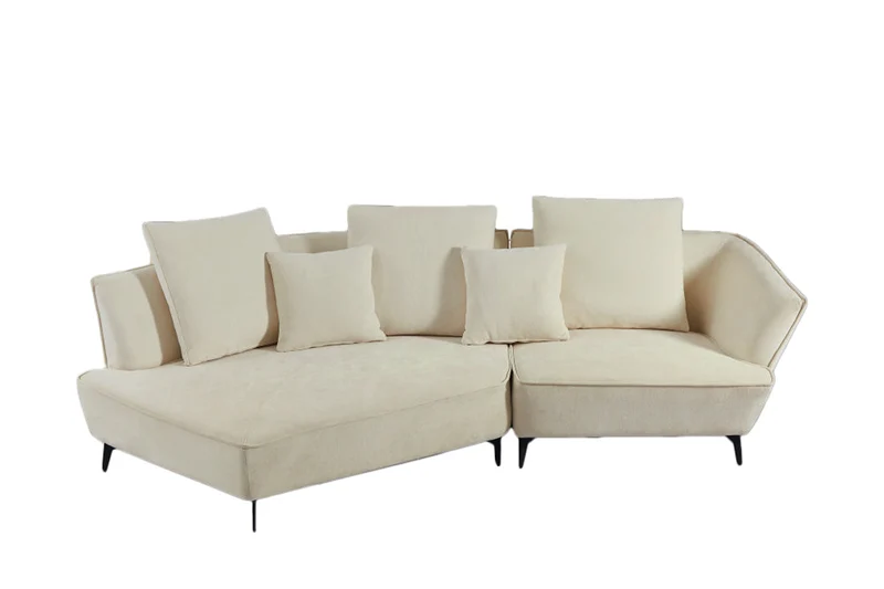 KAWOLA Sofa GARBO Designsofa Stoff cremeweiß links offen