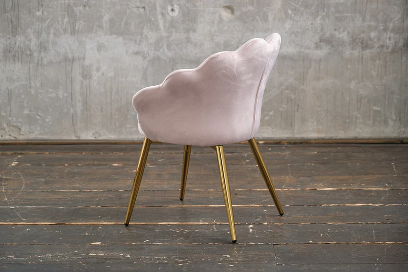 B-Ware KAWOLA Stuhl CARLA Esszimmerstuhl Velvet rosa Fuß gold
