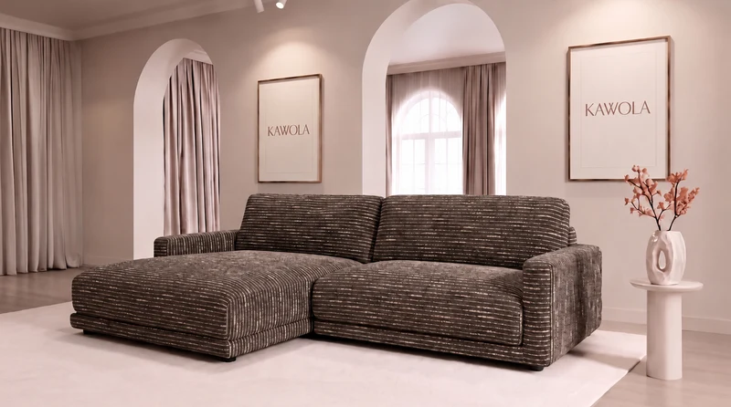 KAWOLA Sofa MARLIN Ecksofa Stoff braun