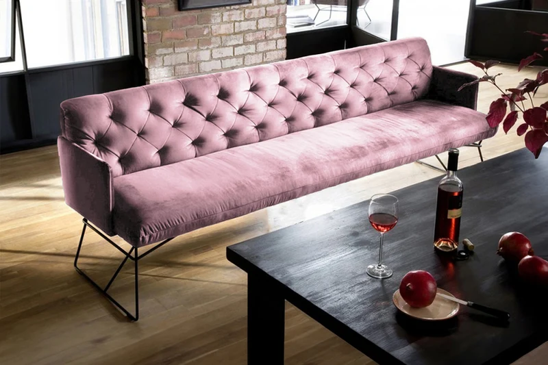 B-Ware KAWOLA Esszimmerbank CHARME Velvet rosa 186cm