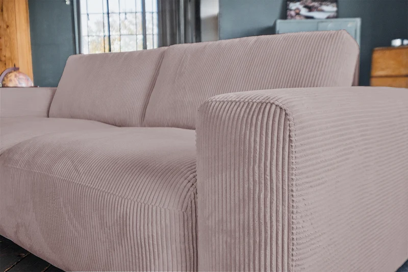 KAWOLA Sofa BODHI 3-Sitzer Cord rosa