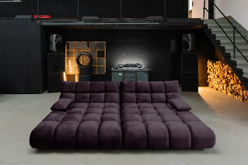 KAWOLA Big Sofa VIVIEN Velvet purple