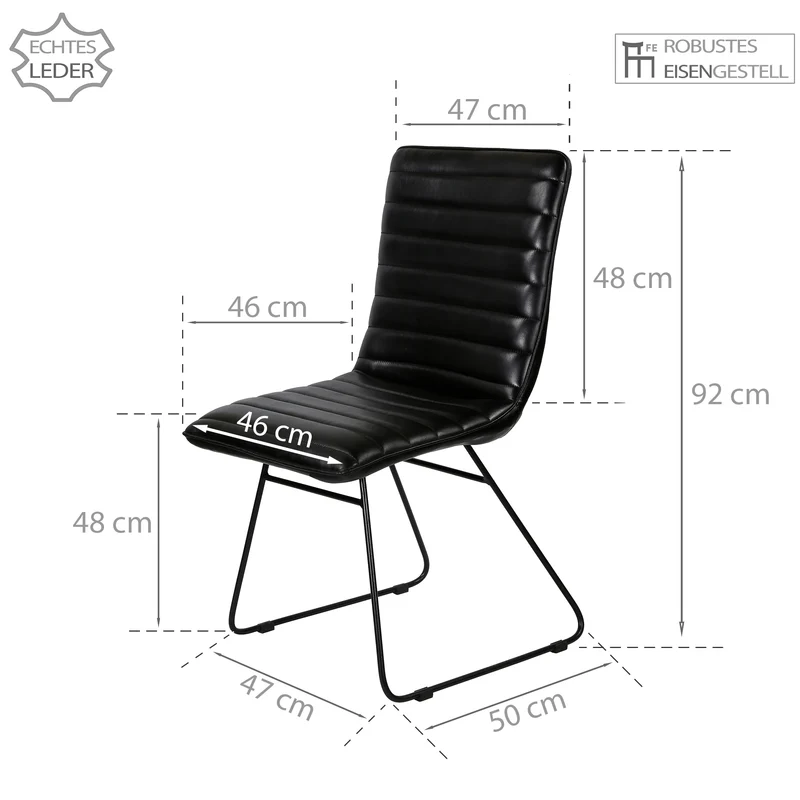 Esszimmerstuhl Leder Schwarz