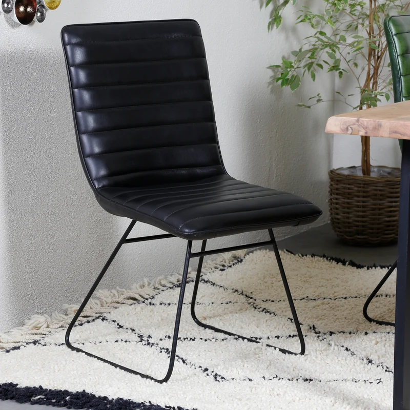 Esszimmerstuhl Leder Schwarz