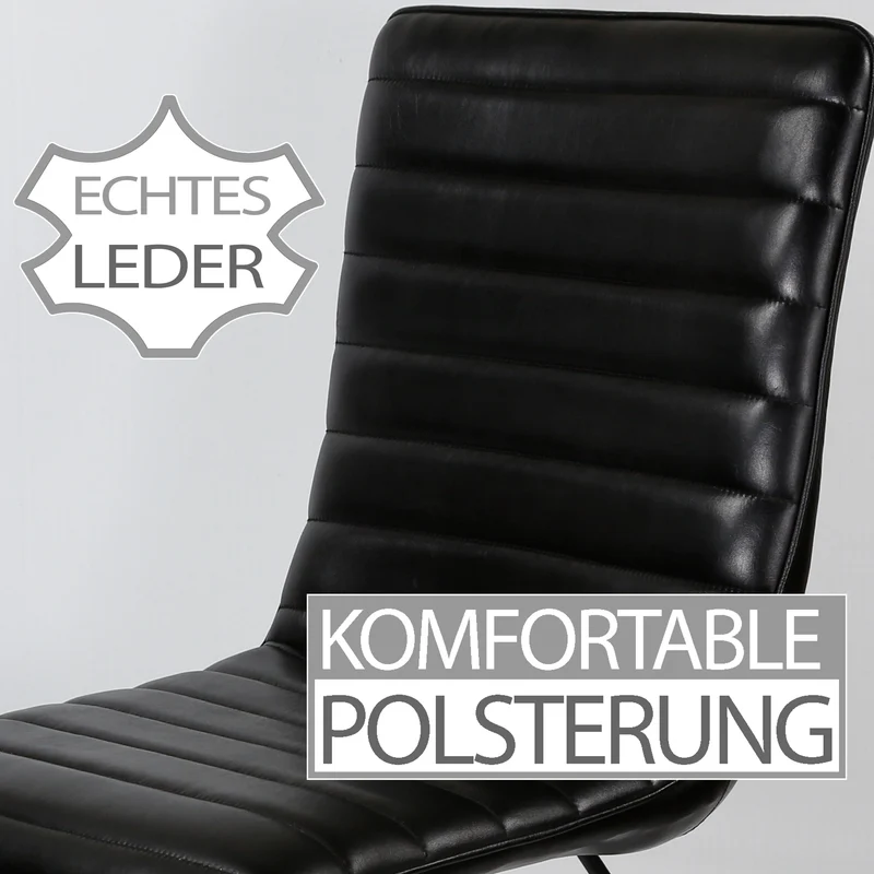Esszimmerstuhl Leder Schwarz