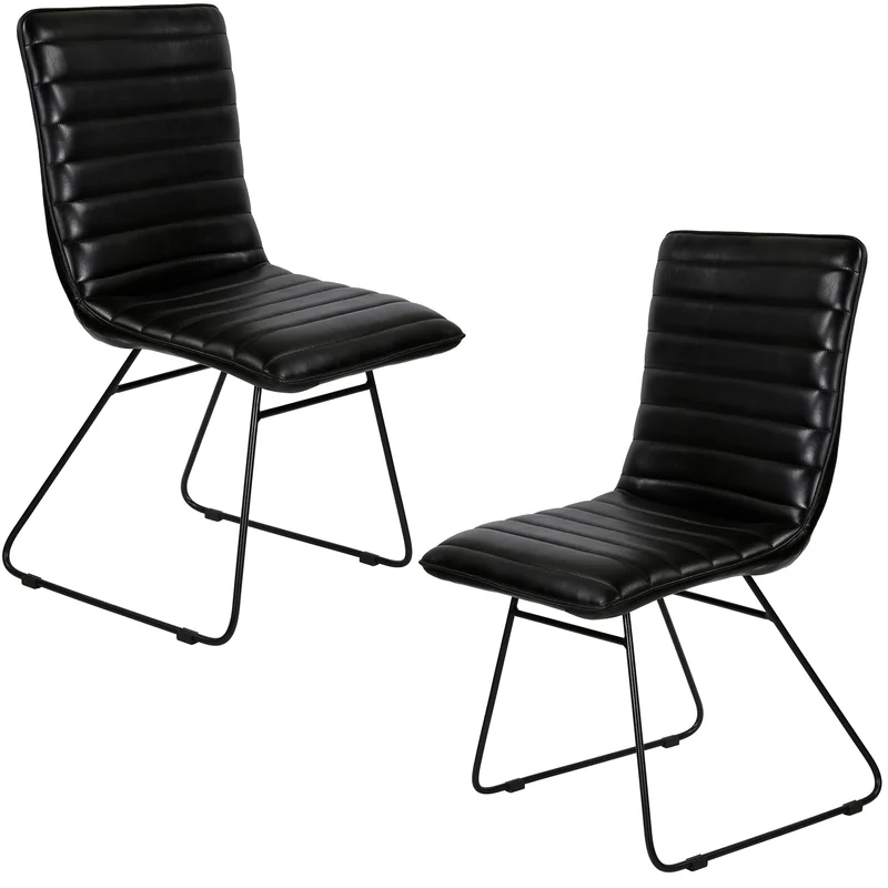 Esszimmerstuhl Leder Schwarz