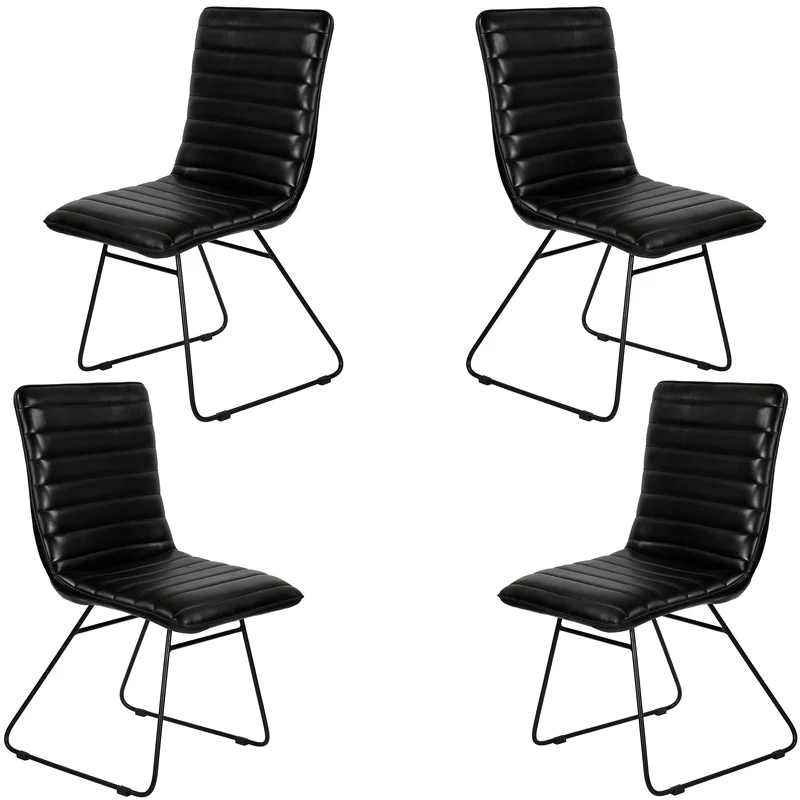 Esszimmerstuhl Leder Schwarz