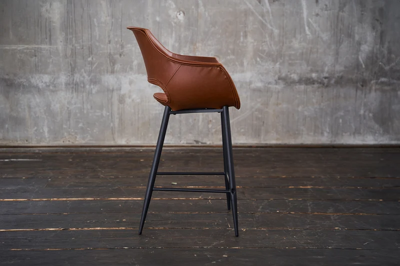 B-Ware KAWOLA Barhocker ZAJA Barstuhl Sitzhöhe 76 cm Kunstleder cognac