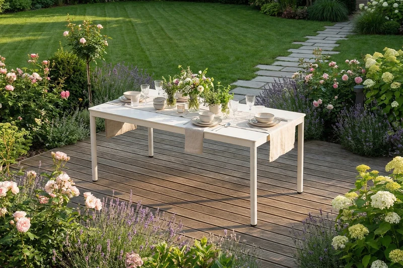 KAWOLA Gartentisch LONGA Outdoor Keramik hellgrau 180x90 cm