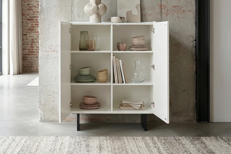 KAWOLA Highboard LYNN 2 Türen lackiert weiß