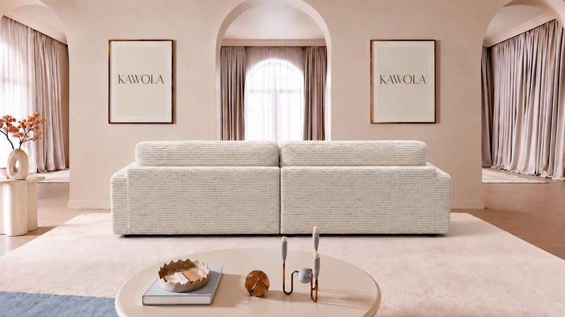 KAWOLA Sofa MARLIN Ecksofa Stoff cremeweiß