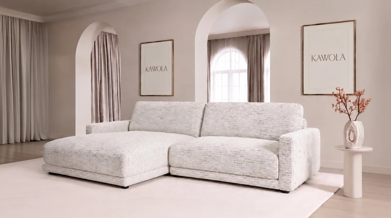 KAWOLA Sofa MARLIN Ecksofa Stoff cremeweiß