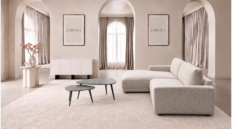 KAWOLA Sofa MARLIN Ecksofa Stoff cremeweiß