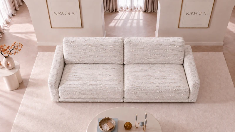 KAWOLA Sofa MARLIN 3-Sitzer Stoff cremeweiß