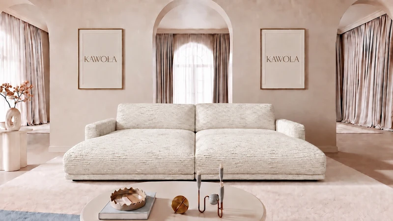KAWOLA Big Sofa MARLIN Stoff cremeweiß