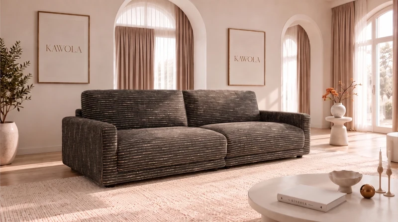 KAWOLA Sofa MARLIN 3-Sitzer Stoff braun