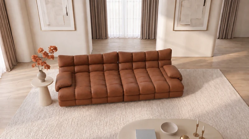 KAWOLA Big Sofa AMIA Lederfaserstoff cognac