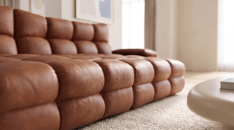 KAWOLA Big Sofa AMIA Lederfaserstoff cognac