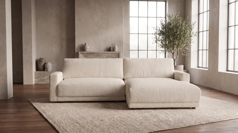 KAWOLA Sofa MARLIN Ecksofa Stoff beige