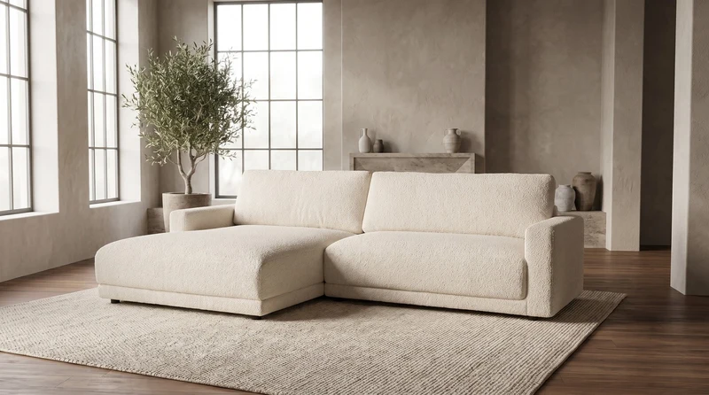KAWOLA Sofa MARLIN Ecksofa Stoff beige