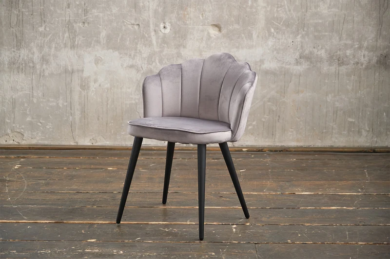 B-Ware KAWOLA Stuhl SALLY Esszimmerstuhl Velvet silber Fuß schwarz