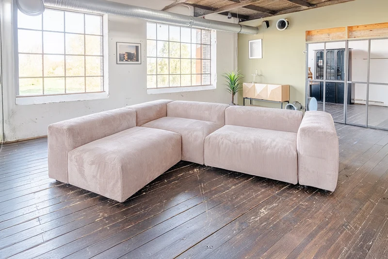 KAWOLA Sofa MIA Modulares Sofa 8-tlg. Cord taupe
