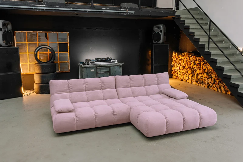 KAWOLA Sofa VIVIEN Ecksofa Feincord rosa