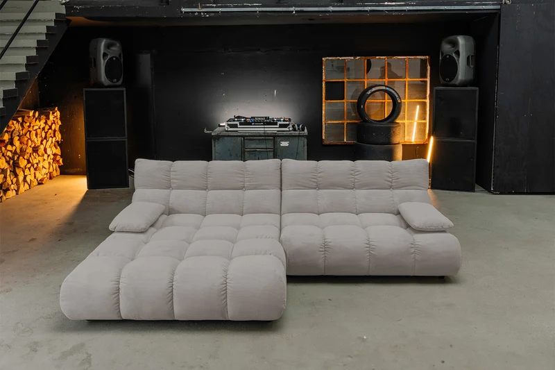 KAWOLA Sofa VIVIEN Ecksofa Feincord grau
