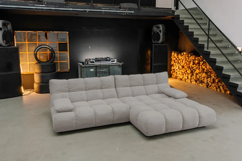 KAWOLA Sofa VIVIEN Ecksofa Feincord grau