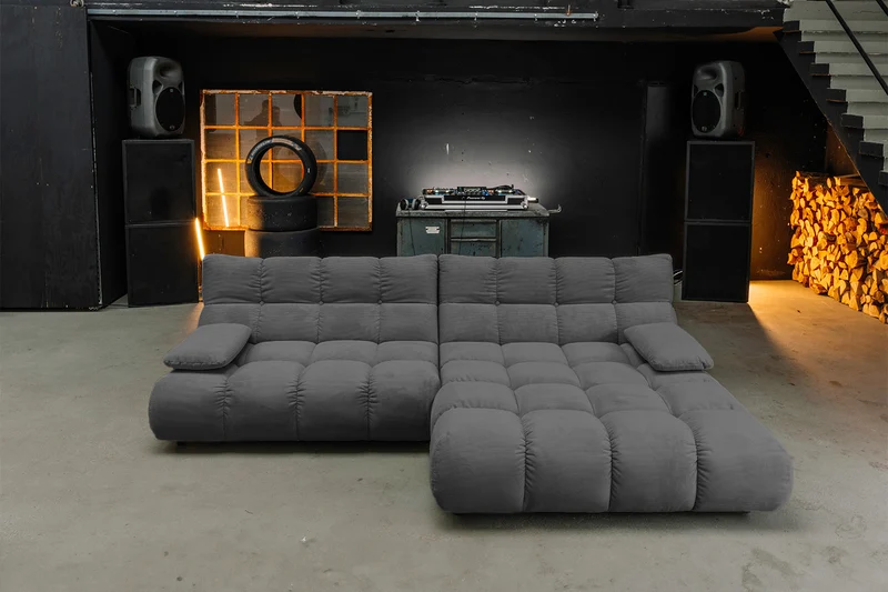 KAWOLA Sofa VIVIEN Ecksofa Feincord anthrazit