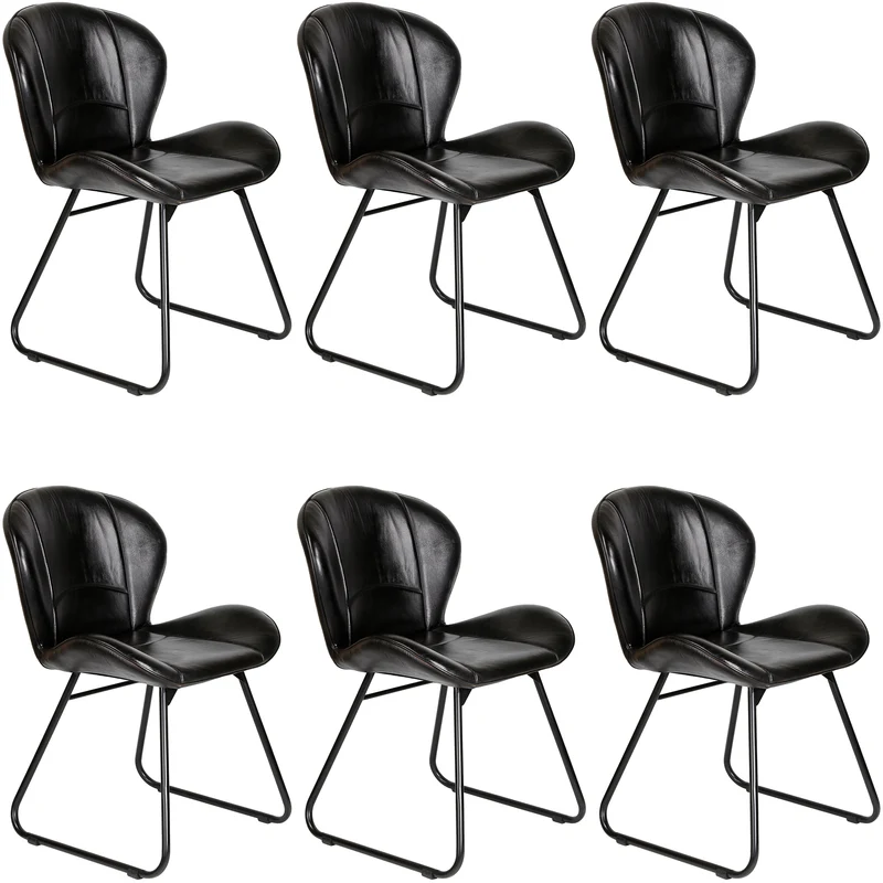 Polsterstuhl aus Echtleder – Lederstuhl Schwarz