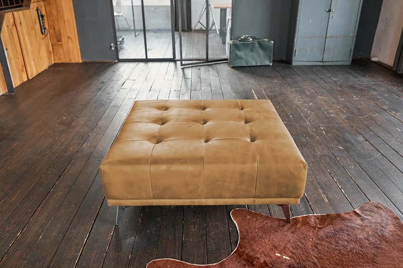 B-Ware KAWOLA Hocker WIOLO Leder cognac