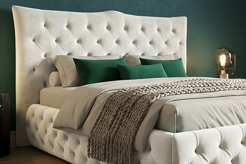 KAWOLA Bett BERTINI Polsterbett Velvet creme mit Lattenrost