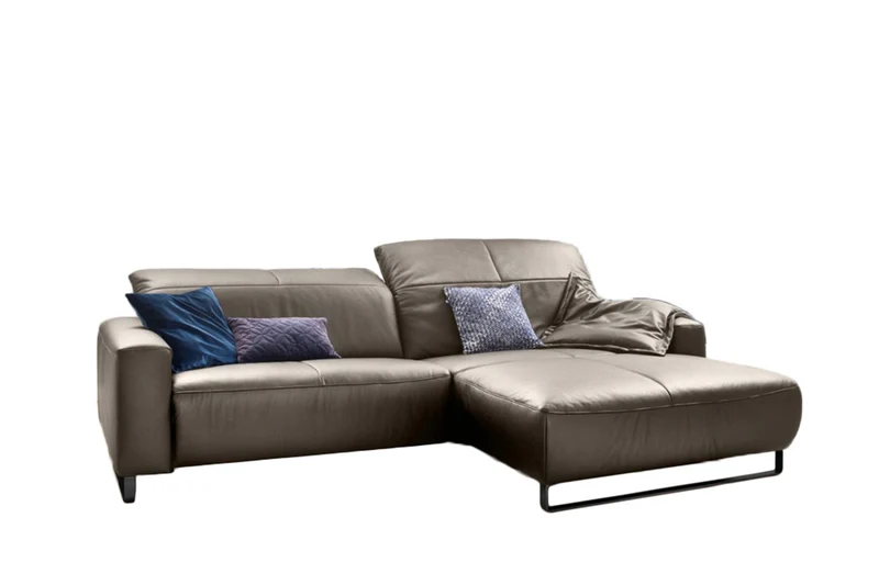 KAWOLA Sofa YORK Leder Recamiere bisquit