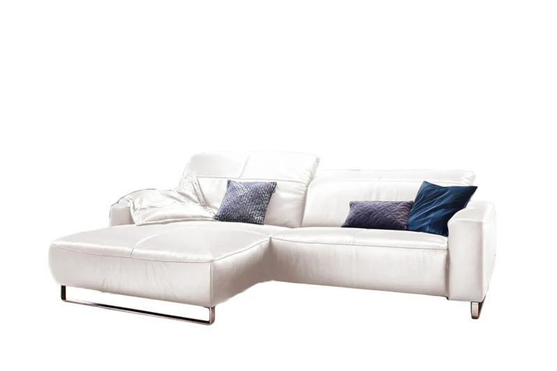 KAWOLA Sofa YORK Leder Recamiere bianco