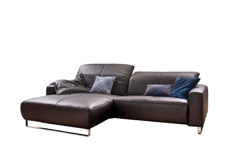 KAWOLA Sofa YORK Leder Recamiere chocolate
