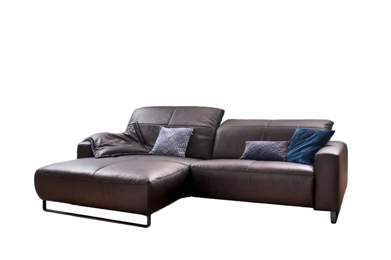 KAWOLA Sofa YORK Leder Recamiere chocolate