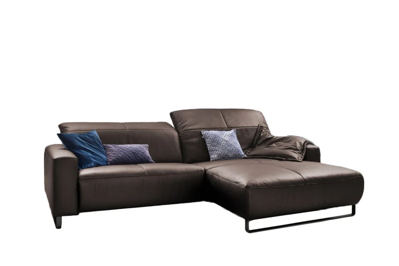 KAWOLA Sofa YORK Leder Recamiere elephant
