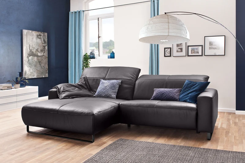 KAWOLA Sofa YORK Leder Recamiere mocca